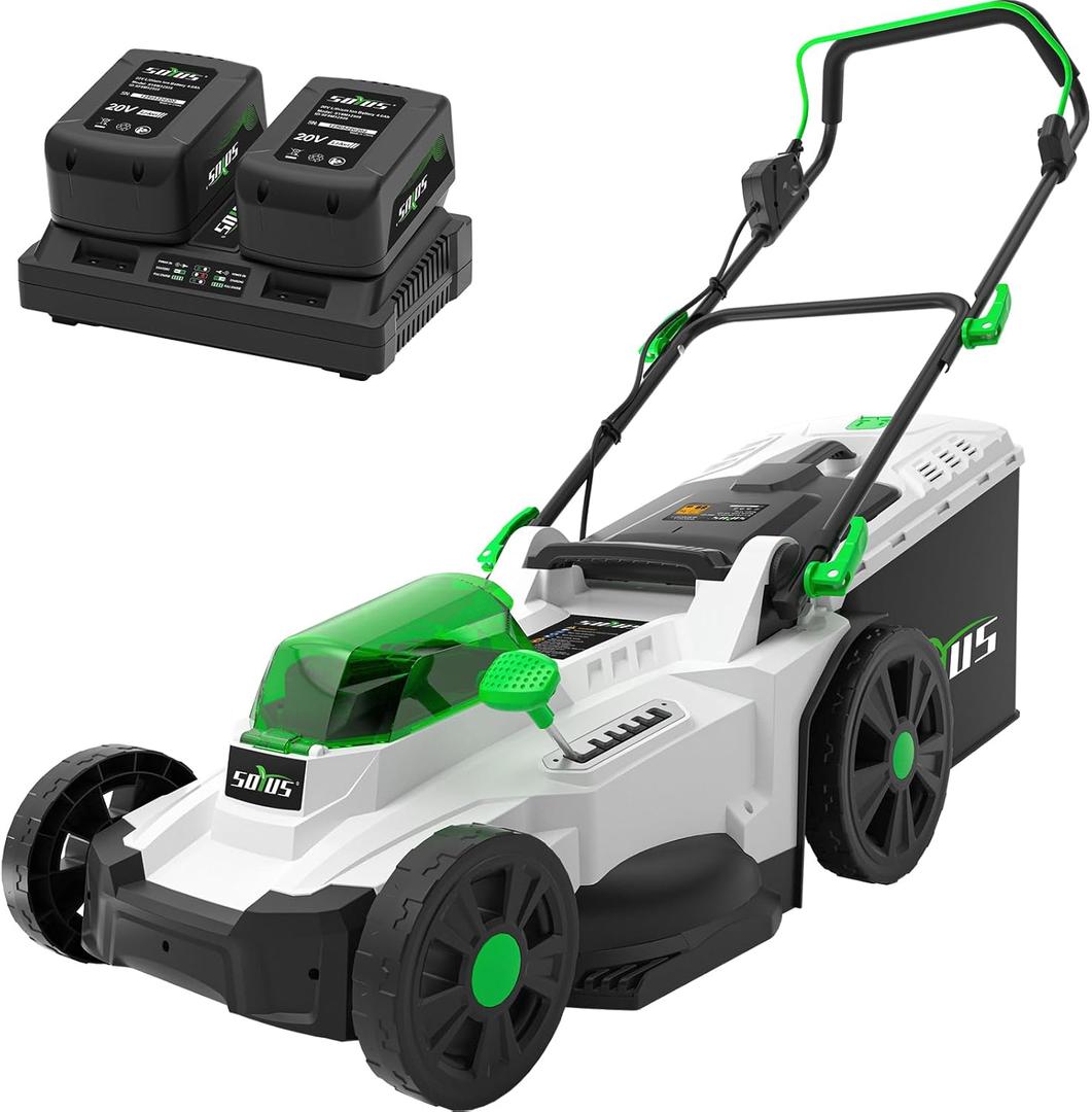 SOYUS Electric Lawn Mowers Cordless, 17 Inch 40V 2-in-1 Brushless Push Lawn Mower with 6-Postion Height Adjustment, 2x4.0Ah Batteries and Charger Included