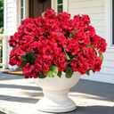 Roberly 6 Pcs Artificial Flowers for Outdoors, Red Fake Geranium Flowers UV Resistant Realistic Silk Faux Plants for Spring Summer Front Door Yard Window Box Indoor Home Decor