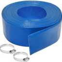 2 inches x 50 FT Heavy-Duty PVC Swimming Pool Backwash Hose, Reinforced Discharge Hose with Clamp for Swimming Pools, Blue