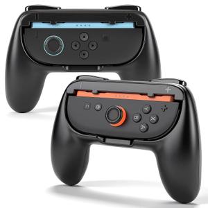 JoyHood 2 Pack Hand Grips Compatible with Switch 2 Console Grip, Ergonomic Hand Grip Handle Kit Accessories fits Switch 2 Controller, FOR Switch 2 ONLY(Black+Black)