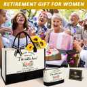 Retirement Tote Bag & Makeup Bag Set for Women - Funny Retirement Gifts for Coworker, Boss, Friend - White, 16.8"L x 12.4"H x 7.5"W