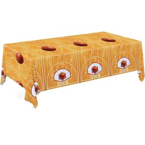 Basketball Party Supplies Set: Basketball Party Decorations & Party Favors, Includes 1-Pack Basketball -Themed Tablecloths for Kids 1st Birthday, Basketball Disposable Table Covers 54 x 108 Inch