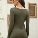 Women's V Neck Waffle Knit Henley Tops Casual Long Sleeve Pullover Sweater Blouses (S)