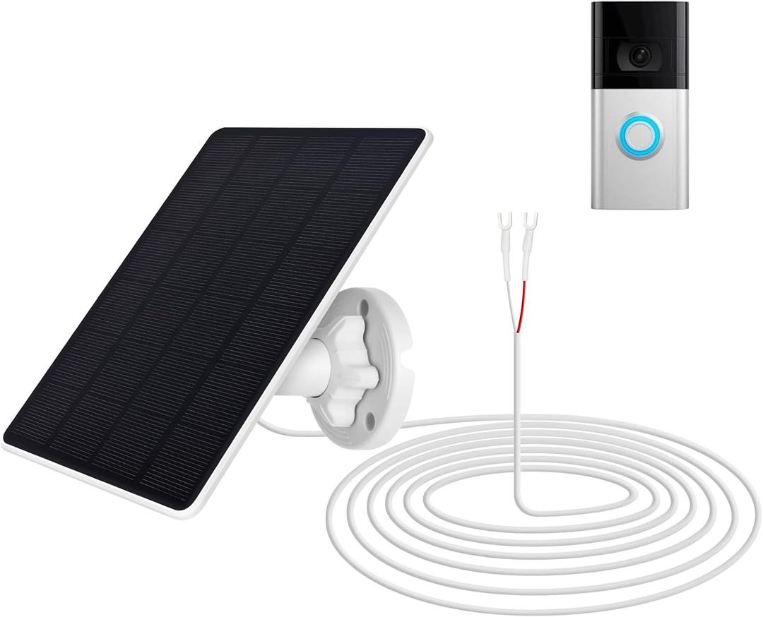 Solar Panel Charger for Ri ng doorbell Camera, Compatible with Ring Video Doorbell 3/3+/4, Battery Video Doorbell Plus, Not for Ring Video Doorbell 2, Waterproof, 6W Fast Charging (1Pack)