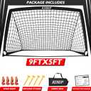 53 6x4 9x5 FT Portable Kids Soccer Goal for Backyard, Foldable Soccer Practice Net with Carrying Bag for Toddler Youth Adult Pop Up Soccer Training Equipment Indoor and Outdoor Sports Game