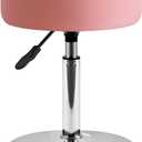 IBUYKE Height Adjustable 360Swivel Vanity Stool, Tufted Round Vanity Chair for Makeup Room, Faux Leather Vanity Stool for Bathroom, Living Room, Modern Ottoman, Pink WBD025P