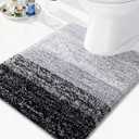 Arotive Microfiber Bathroom Rugs, Shaggy Soft and Absorbent Contour Toilet Rugs, Non-Slip, Thick Plush Machine Washable Dry Bath Mats for Toilet Base, 24x20, Black, U-Shape