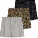 Real Essentials 3 Pack: Women's Pajama Shorts Sleep Lounge Sweatshorts Comfy Sleepwear Bottoms (In Plus Size) (Large)