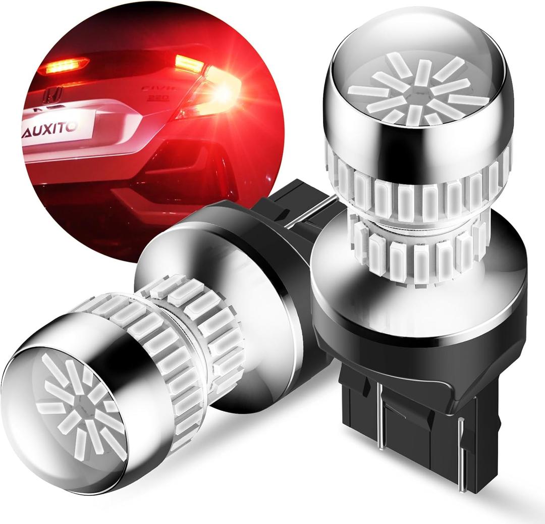 AUXITO 7440 7443 LED Strobe Brake Lights Bulbs, Red Flashing Stop Light, Super Bright T20 W21W 7441 7444 7443R Flashing Strobe Blinking LED Tail Light Bulbs, Pack of 2