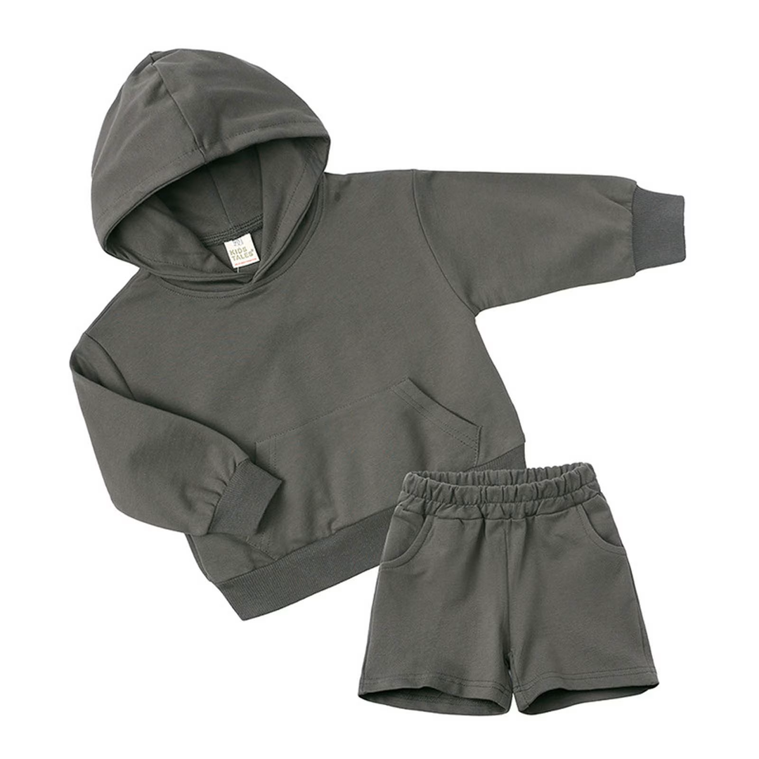 ZFTTZYMX Youth 2Pcs Brushed Fleece Sweatsuit Hooded Pullover Tracksuit Kids Boys Girls Sweatshirt + Pants Outfits Set Size 140