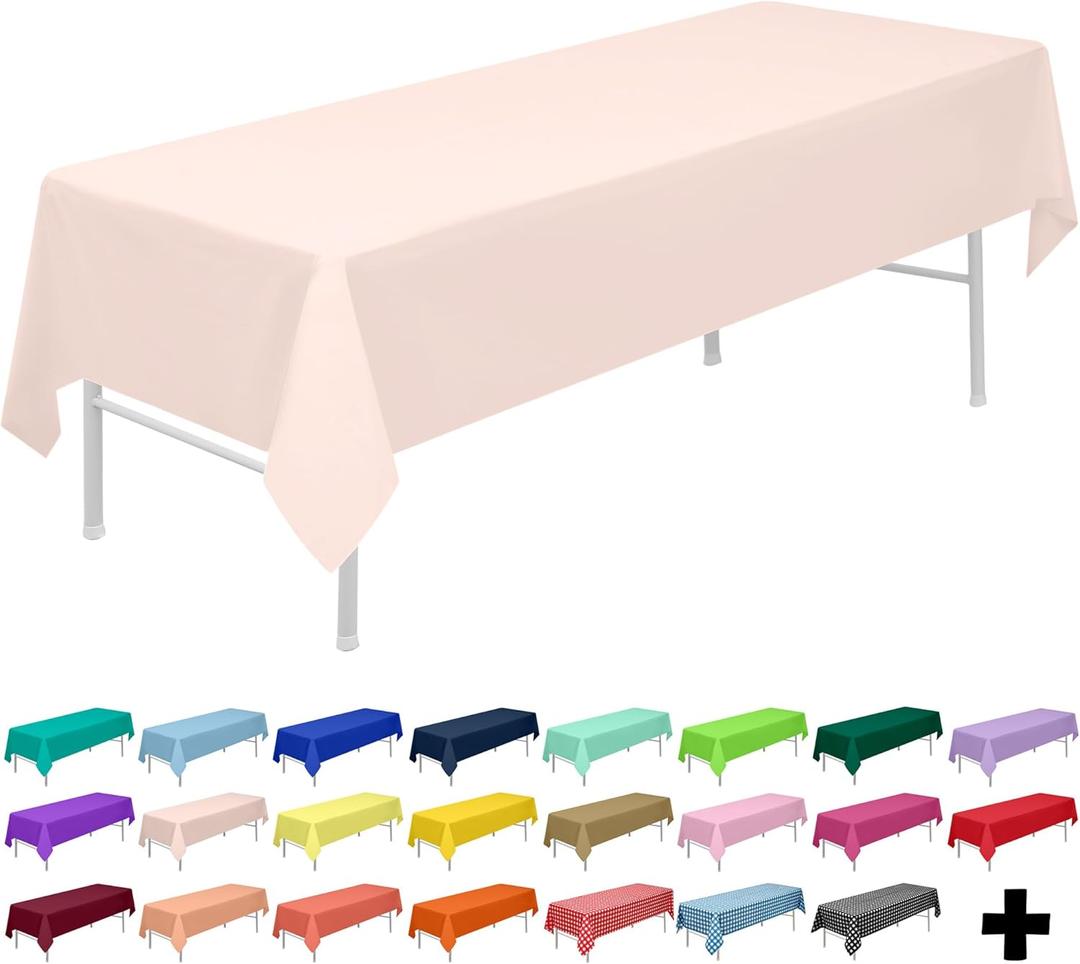 PARTY ULYJA Blush Pink Tablecloths Plastic 3-Pack Premium 54 Inches x 108 Inches Disposable Table Covers Decorative Table Cloths for Rectangle Tables