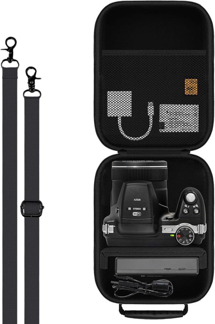 Camera Case for Kodak PIXPRO AZ528/ AZ255/ AZ405/ AZ425/ AZ401 Digital Camera, Travel Camera Bag Protective Case with Adjustable Shoulder Straps - Black (CASE ONLY)