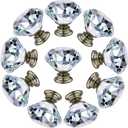 NORTHERN BROTHERS 10 Pack 30mm Crystal Cabinet Knobs, Diamond Glass Drawer Knobs with 3 Screw Sizes, for Dresser, Kitchen & Bathroom, Bronze