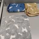 Rezutan Premium Dog Blankets for Large Dogs & Cat Flannel Blanket Washable, Soft Pet Throw Cover for Kennel Crate Bed, Cute Paw Pattern,41x31 inch, Blue/Beige/Navy Blue