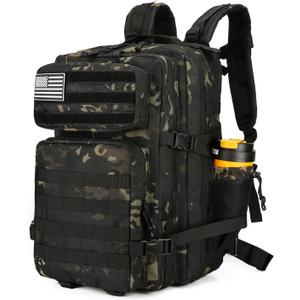 Lovelinks21 25L Tactical Backpack for Men and Women Military Backpack Small Assault Pack Molle Backpack Bug Out Bag Travel Rucksack Daypack (Black Camo)