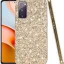 Compatible with Samsung S20 FE Case Glitter Shockproof, for Samsung Galaxy S20 FE Phone Case Bling Sparkly Soft TPU and PC Silicone Shiny Girl Women Thin Protective Cover (Gold)