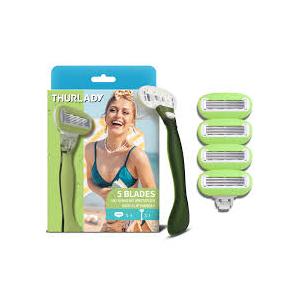 Avocado Green Basic 5-blade Razors for Women - 1 Razor with 4 Refills, 5 Pack 