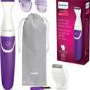 Philips Beauty Bikini Genie Cordless Trimmer for Bikini Line Hair Removal, with Shaving Head and Comb, BRT383/50 (1 Count (Pack of 1), Purple and White)