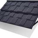 Fixed Metal Awnings 52 in W x 31 in H, Triangle Steel Frame with Tile Shaped Metal Awning for Door Entrance, Windows, Porches and Balconies (Black)
