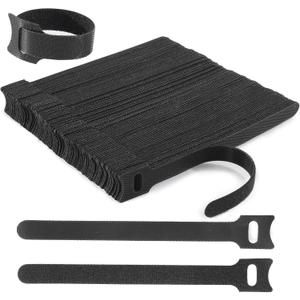 126 PCS 6 Inches Reusable Cable Ties, Adjustable Cord Straps, Wire Organizer, Cord Wrap and Hook Loop Cable Management - Black