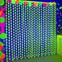 Mega-L Glow In The Dark Party Supplies, 2 Pack Neon Star Party Decorations 3.3 x 6.6 ft Fluorescent Macaron Yellow Tinsel Foil Fringe Curtains, Photo Booth Prop Backdrop Streamer, Birthday Party Decor Pack of 2
