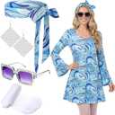 Janmercy 5 Pcs 70s Disco Outfit for Women Hippie Costumes Accessories 70s 80s Halloween Decades Party Cosplay (Medium)