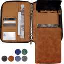 A5 Binder Case PU Leather Portfolio Budget Binder Refillable Notebook Planner Cover with Zipper 6 Rings Money Document Organizer for Business Interview (Brown)