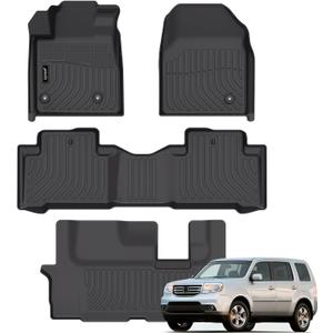 Jenofa-Floor Mats for Honda Pilot 2009-2015 Floor Liner Waterproof All Weather Car Mats for Honda Pilot Durable Custom Fit Accessories Black