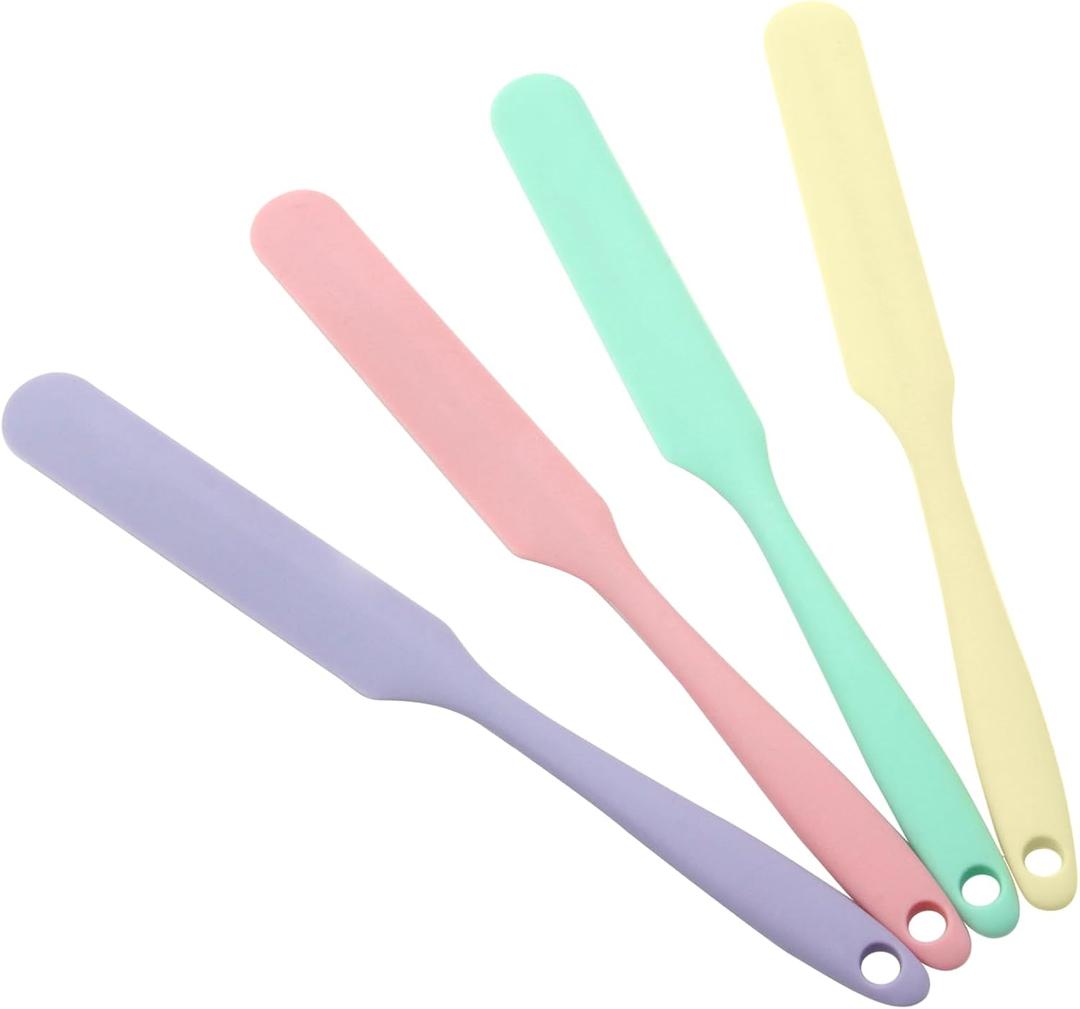 4 Pcs Silicone Jar Spatula, Non-Stick Heat Resistant Cake Cream Spatulas Set, 9.8 inch Cake Cream Butter Spatulas(4 colors