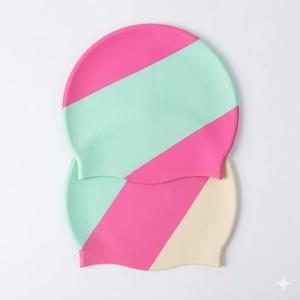 2 Pack Swim Cap Women Adult - Stylish Silicone Swim Cap for Long Hair - Waterproof Swim Caps for Girls Women - Comfortable Fit for Pool, Beach (3-Color 2)