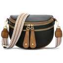 KKXIU Crossbody Sling Bag for Women Trendy Fanny Pack Vegan Leather Chest Bag(Black)