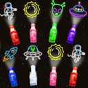 24PCS Party Favors LED Finger Lights, Glow in the Dark Light Up Toys Gifts Bulk for Kids Boy Girl Birthday Goodie Bags Stuffers Party Decorations Back to School Party Classroom Prizes (space)