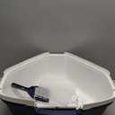 IRIS USA Corner Cat Litter Box Enclosure with Scoop, Small Cat Litter Box with Lid, Corner Litter Box Enclosure for Kittens to Medium Sized Cats, Odor Defensive Hooded Litter Tray, Navy/White