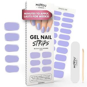 MOYOU LONDON Semi Cured Gel Nail Strips - 20 Pcs. Waterproof Gel Nail Wraps, Cures in Sunlight or UV/LED Lamp, Lasts Up to 2+ Weeks, Stretchable, Easy to Apply & Remove, Vegan & Cruelty-Free 2 Pcs