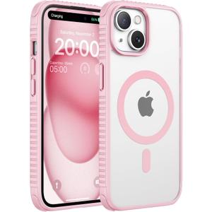 SUCGLES for iPhone 15 Plus Case with MagSafe, N56 Strong Magnet, 12FT Drop Protection, Non-Slip, Matte Translucent Magnetic Slim Case (Pink)