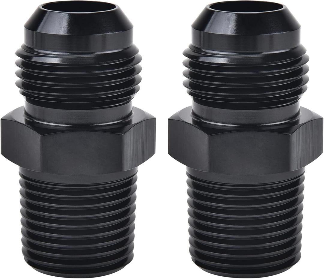 EVIL ENERGY 8AN Male to 3/8" NPT Fitting Straight Aluminum Black 2 PCS
