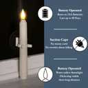 Homemory 6 Pcs Window Candles with Sensor Dusk to Dawn, Ivory Striped Candlesticks with Suction Cups, Roman Column Christmas Window Candle Battery Operated, Flameless Led Taper Candles for Windows