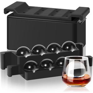 Mooues Clear Ice Cube Maker, 8 Large Whiskey Ice Cubes Mold, 2 Inch Silicone Ice Cube Tray, Easy-Release Sphere Ice Maker,Bourbon Gifts For Men Dad Boyfriend Boss Who Have Everything (XXL)