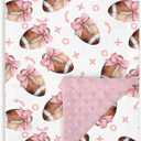 Dirty Pink Baby Blankets for Girls 30" x 40", Soft Double Layer Minky Blanket Dotted Fleece Back, Nursery Bed Receiving Quilt Newborn Infant Toddler Shower Gift Football Bow Sport Game Theme