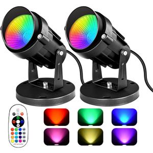 RGBW SpotLights Indoor 16 Color Changing Uplights with Remote Control, 110V Dimmable Plug-in Floor Uplighting Indoor for Party Plant Halloween Christmas Decor (2 Pack)