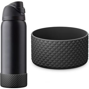 3 x yoelike Grid Silicone Boot for Owala Water Bottle, Anti-Slip Protective Sleeve for FreeSip/Twist/Flip, Bottom Bumper Cover for Watter Bottle Accessories (32 Ounces, Diamond - black)