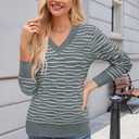 Arach&Cloz Women's Soft V Neck Long Sleeve Fall Casual Regular Fit Sweater Tops (Gray)