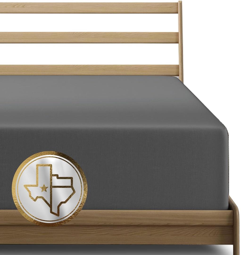 TEXAS LINEN CO. Premium Egyptian Cotton Full Size Fitted Sheet Only - 22" Extra Deep Pocket Full Fitted Sheet (Dark Grey), Easy Snug Fit, Soft Cooling Sateen Weave, Luxury Hotel Quality Bottom Sheets