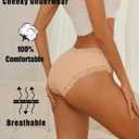 Knowyou Cotton Underwear for Women Cheeky Bikini Womens Underwear Pack Sexy Lace Wasit Hipster Brief Panties for Ladies (Beige, L)