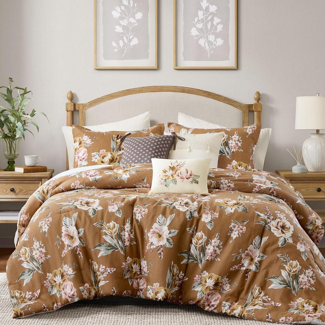 Madison Park Reversible Vintage Floral Comforter Set, 7PC King Bedding Set