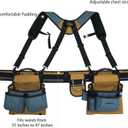 KUNN Carpenter Tool Belt with Suspenders Pro Framer Suspension Tool Rig for Construction Contractors and Electrician,Khaki, Full Size