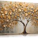 Tree Art Pictures for Wall in Living Room - Gold Canvas Wall Art for Bedroom - Abstract Art Wall Decor for Office Size 20" x 40"