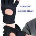 2 x Mens Womens Exercise Gloves Half-Finger Lightweight Protective Gym Workout Weight-Lifting Cycling Training (Black, M)