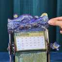 2026 calendar desk calendar Wooden Hand-Crank Monthly Flip Calendar - DIY Assembled Tabletop Art with Classic Oil Painting Masterpieces for Office Decor, Home, Gift