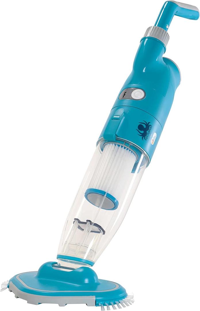 U.S. Pool Supply Handheld Pool Vacuum Cleaner - Manual Rechargeable Pool Vacuum for Above Ground Pools, Hot Tub Spa Vac - Cordless, Powerful Suction, Inground, Scrub Brush Head, Cleaning Leaves Debris